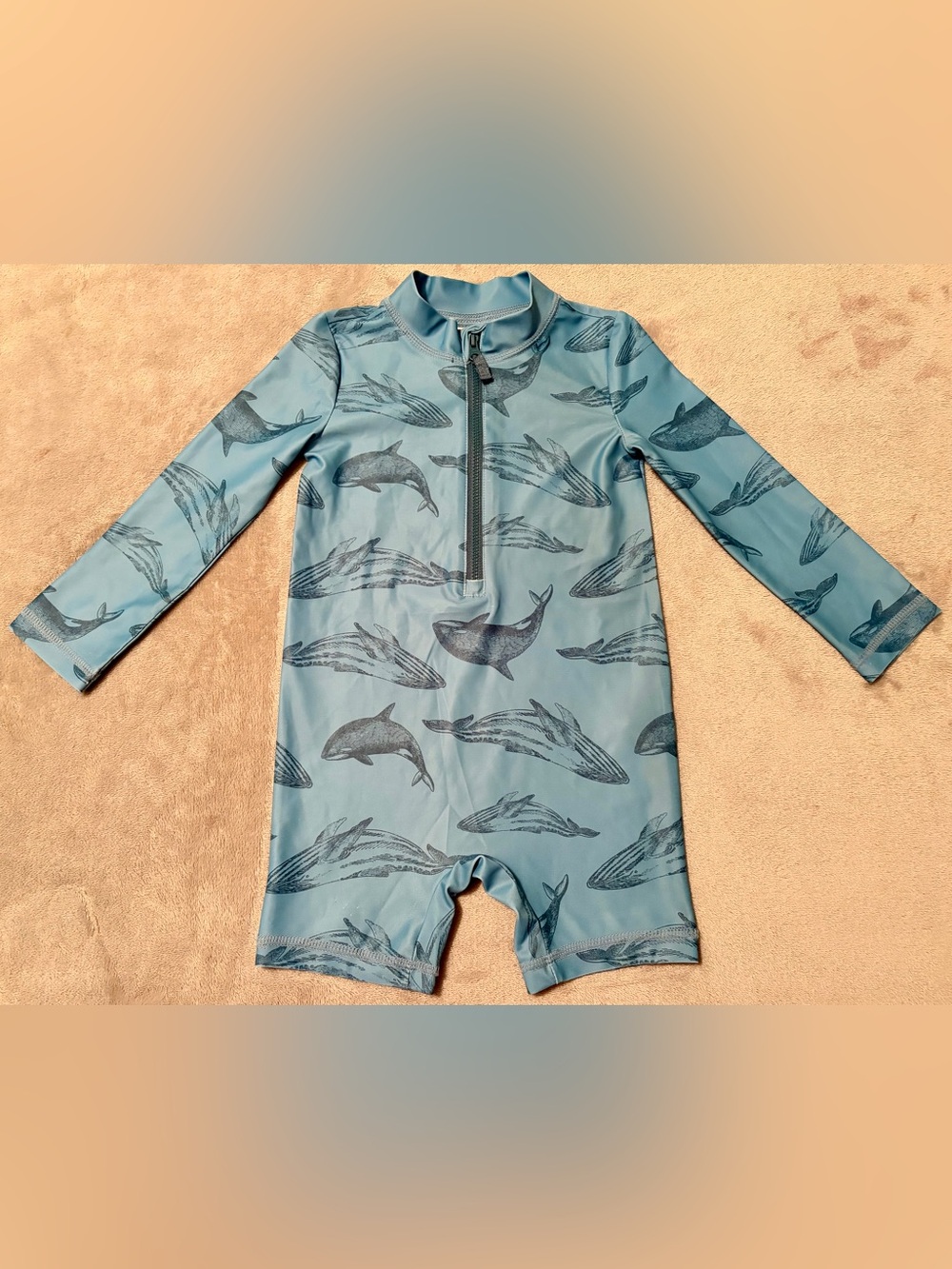 Little Planet by Carter’s Long-Sleeve Boy’s Blue Whale Print One-Piece Swimsuit